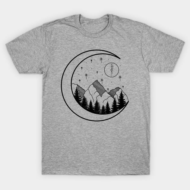 Mountain Moon T-Shirt by ValhallaDesigns